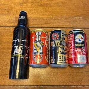 Four Pittsburgh Sports commemorative cans